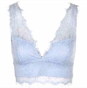 Topshop Blue Lace Crop Top